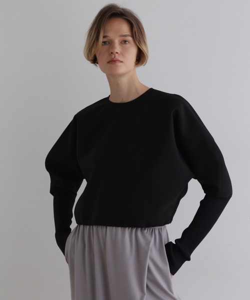 美品 LE PHIL ドライタッチボンディングリブトップス ブラック LE PHIL（ル フィル） ブラウス シャツ ドライタッチボンディングリブ