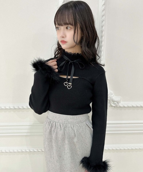 【新品・タグ付き】アンドクチュール クロップドニットフーディー アンドクチュール AND COUTURE クロップドニットフーディー