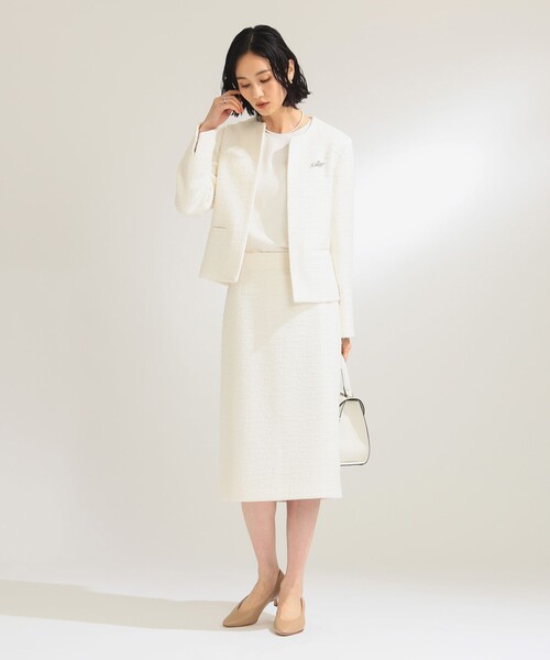[美品] Demi-Luxe BEAMS ツイードクルーネック ジャケット 36 Demi-Luxe BEAMS ジャケット ノーカラージャケット 「セレモニー