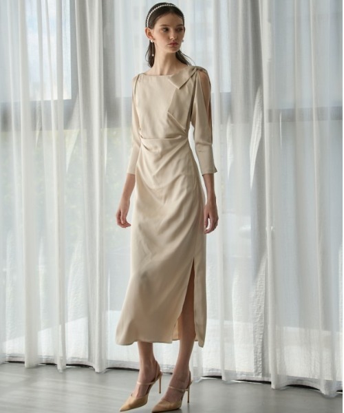 ERADIE（エラディエ） ワンピース Shoulder Ribbon Satin Drape one