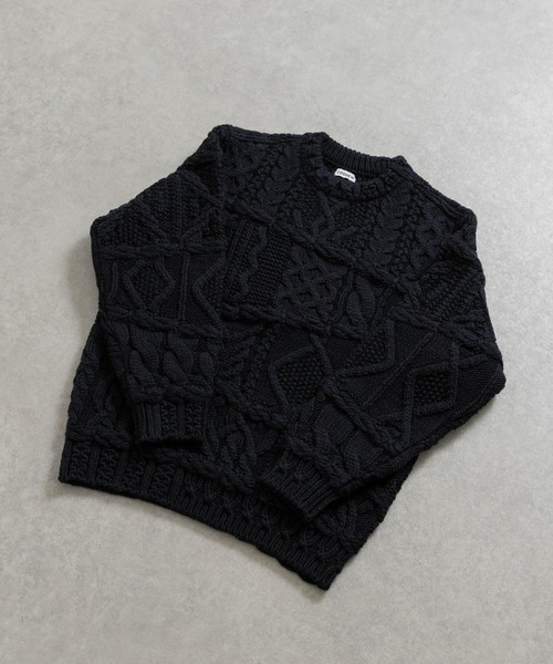 ニット セーター 米富繊維　CRAZY ARAN PULLOVER-1 レディース