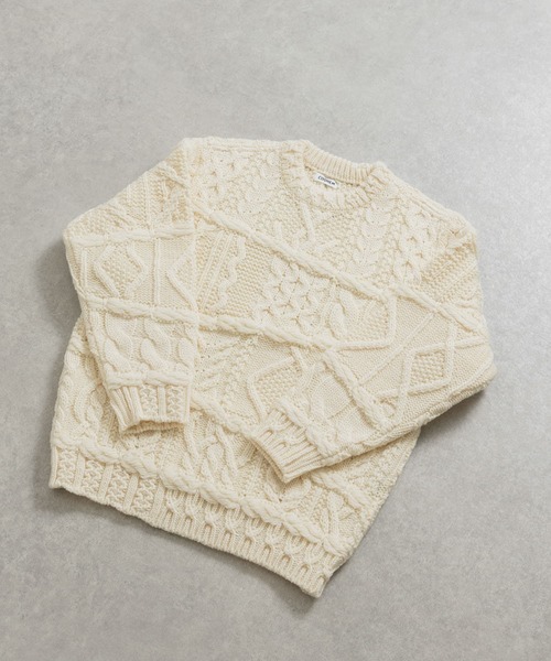 ニット セーター 米富繊維　CRAZY ARAN PULLOVER-1 レディース Yonetomi NEW BASIC ニット セーター 米富繊維 CRAZY ARAN