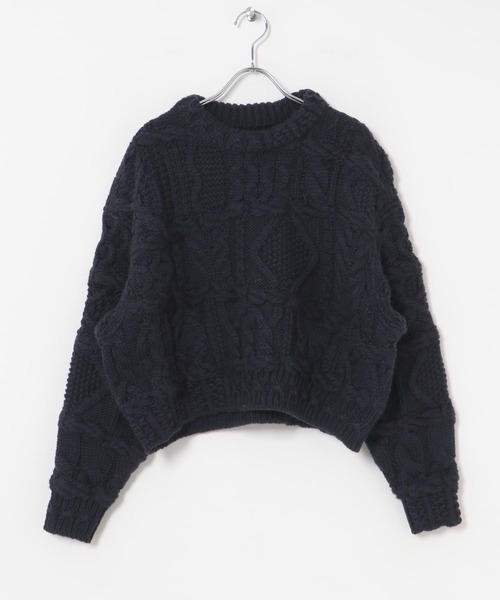 ニット セーター 米富繊維　CRAZY ARAN PULLOVER-1 レディース Yonetomi NEW BASIC ニット セーター 米富繊維 CRAZY ARAN