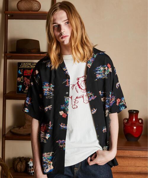 schott ショット アロハシャツ 総柄 開襟 レーヨン混 HAWAIIAN SHIRT 