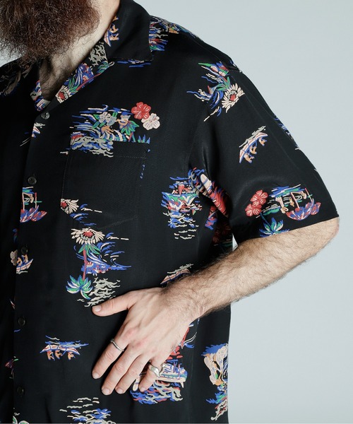 美品 SCHOTT NYC N.Y. PHOTO アロハシャツ レーヨン M 青 Schott N.Y.C ショット パイナップルジュース レーヨンシャツ