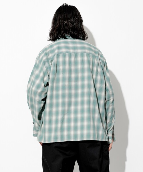 FREAK'S STORE シャツ ブリーチ加工 オープンカラー オンブレ