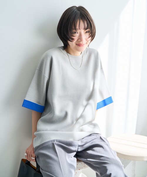 ニット セーター 限定展開　接触冷感 ニット 裏配色 半袖 プルオーバー レディース | FREAK'S STORE | 15