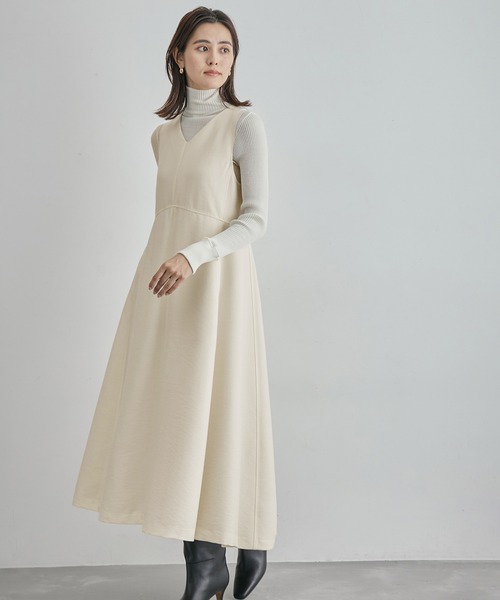 美品 ROPE ノースリーブワンピース サイズ38 ドロストリボン 上品キレイ ROPE' 「ROPE'」 ノースリーブワンピース 38 ブラック