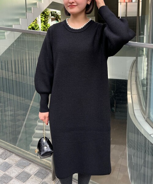 今季22,000円の人気商品、ほぼ未使用 ノーブル ブラック ニットワンピース NOBLE（ノーブル） ニットワンピース FREE ベージュ レディース