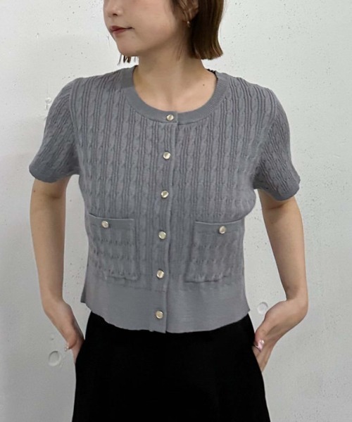 BARACUTA ケーブルニットカーディガン グレー ケーブルニットカーディガン(90~150cm)(90cm グレー): トップス