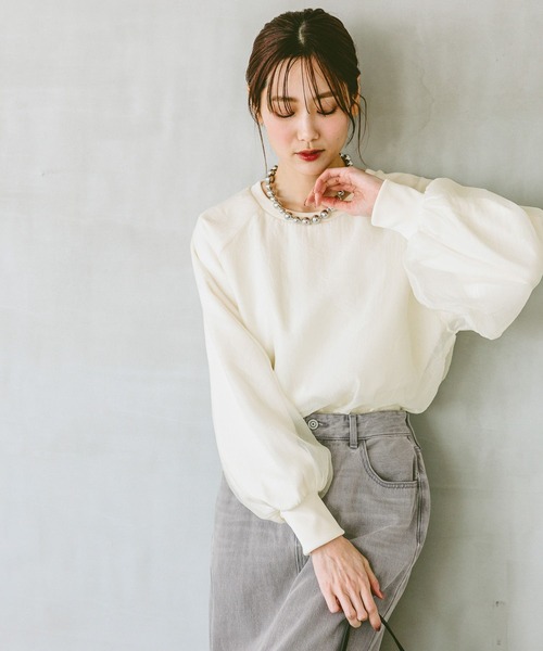 「GLOBAL WORK」 スウェットカットソー MEDIUM アイボリー レディース_画像6