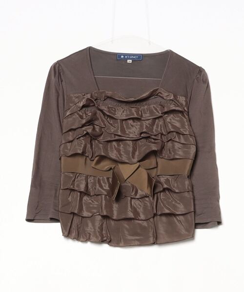 ms gracy ブラック フリル袖 Tシャツ 42 ms gracy ブラック フリル袖 Tシャツ 42（ファッション通販 IT