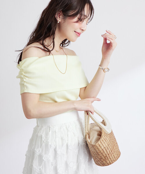 ラブティックボンボン　オフショルテレコカットソー La boutique Bonbon tシャツ 「美人見えカットソー」オフショル