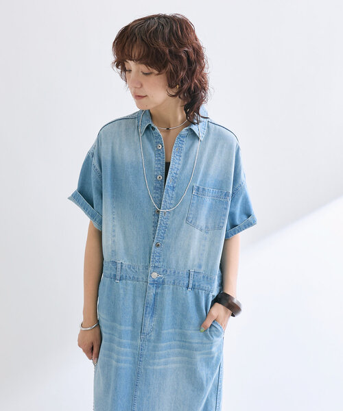 RIVE DROITE ワンピース 「MONN×Yoshiiiiii」半袖デニムシャツ