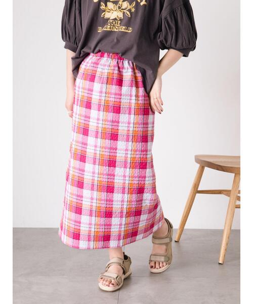 新品未使用　Samantha Thavasa チェック柄スカート 40 Lサイズ チェックバックプリーツスカート(36(S) ブラック): Samantha