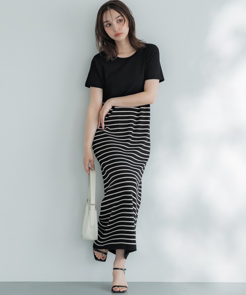 coca（コカ） ワンピース 夏 半袖 ニットロングワンピース : ZOZOTOWN