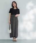 ワンピース 夏 半袖 ニットロングワンピースの詳細画像1