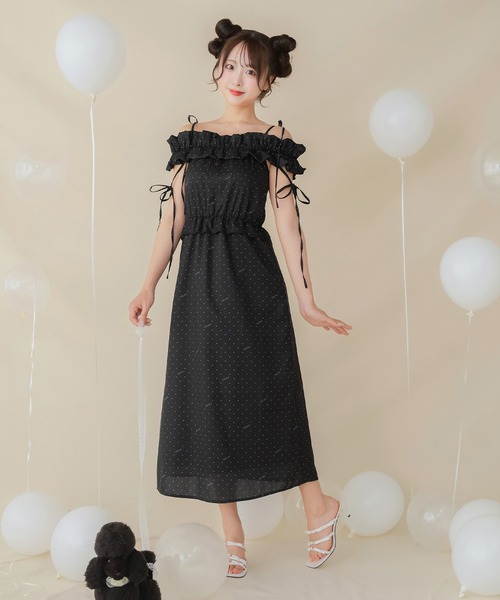 PriCHOU ワンピース Off-Shoulder Long One Piece/オフショルロング