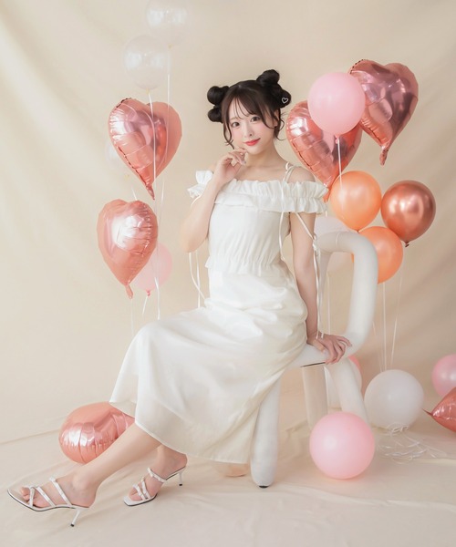 PriCHOU ワンピース Off-Shoulder Long One Piece/オフショルロング