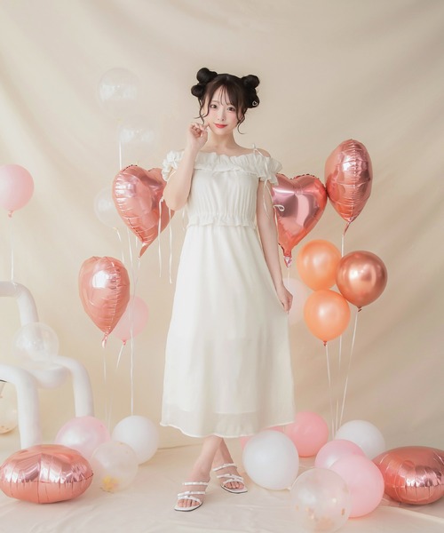 PriCHOU ワンピース Off-Shoulder Long One Piece/オフショルロング