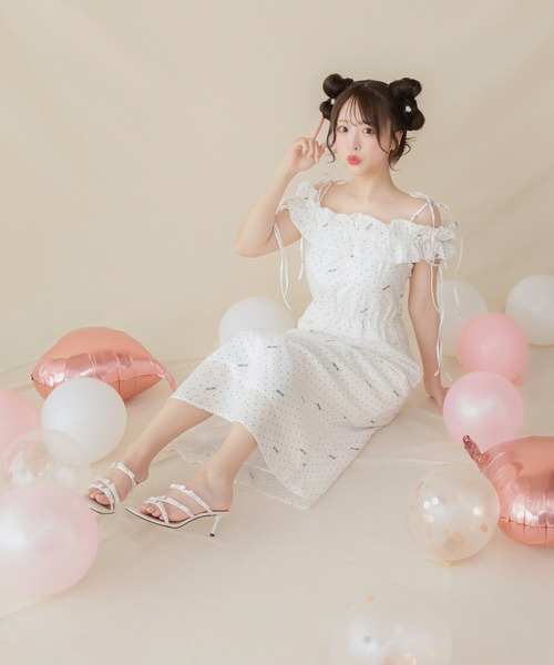 PriCHOU ワンピース Off-Shoulder Long One Piece/オフショルロング