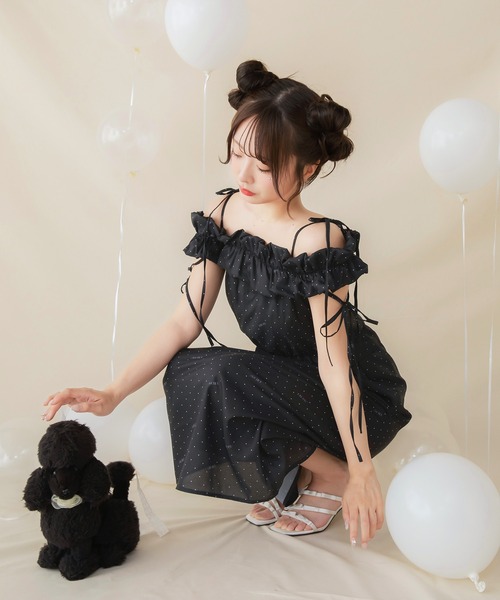 PriCHOU ワンピース Off-Shoulder Long One Piece/オフショルロング