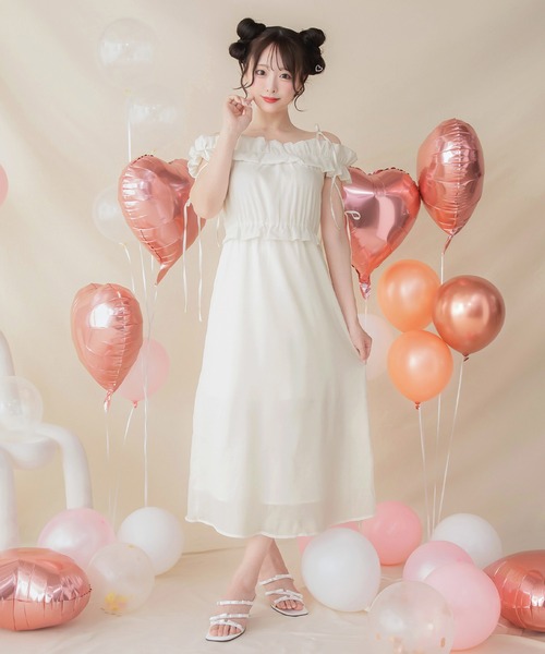 PriCHOU ワンピース Off-Shoulder Long One Piece/オフショルロング