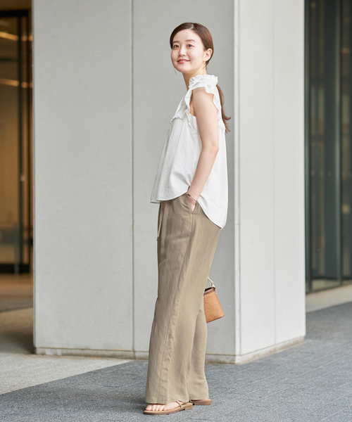 IENA パンツ リネンレーヨンイージーパンツ レディース