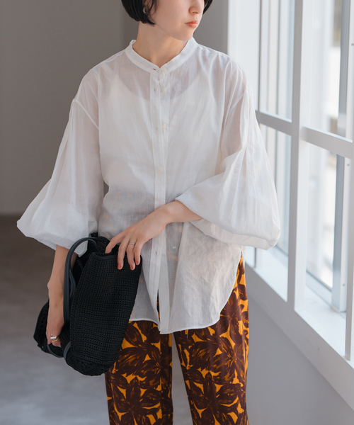 Spick＆Span ブラウス シャツ ラミーコットンバルーンスリーブ