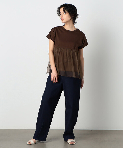 「COMME CA ISM」 半袖カットソー MEDIUM ブラウン レディース