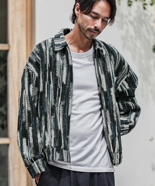 CAMBIO ブルゾン アウター mj10923-Stripe Mix Knit Zip Up