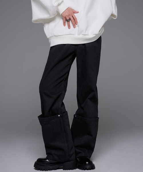 adrerブラック デニム カーゴパンツ ADRER 「ADRER」 デニムパンツ LARGE ダークブラック メンズ