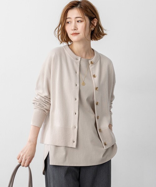 新品　23区 今季　完売　ピュアカシミヤ クルーネック カーディガン　38 23区（ニジュウサンク） カーディガン ピュアカシミヤ クルーネック