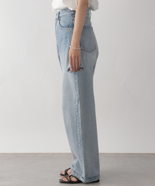 [LOWRYS FARM] повреждение обработка Denim брюки SMALL оттенок голубого прочее женский 