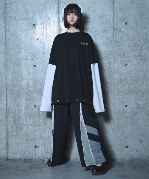 Re：CRYPT（リクリプト） ワイドパンツ パンツ メッシュ切替ライン
