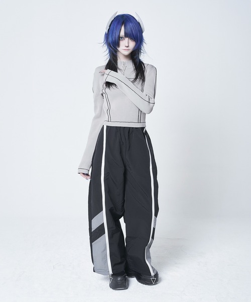 Re：CRYPT（リクリプト） ワイドパンツ パンツ メッシュ切替ライン