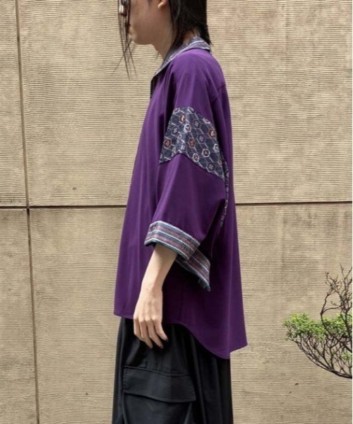 「AXES-X」 半袖シャツ MEDIUM パープル メンズ_画像3
