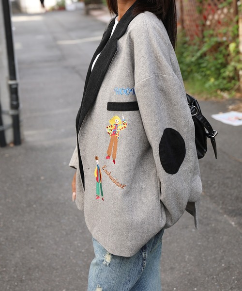 ジャケット テーラードジャケット HOOK -original- レトロ調人物刺繍異