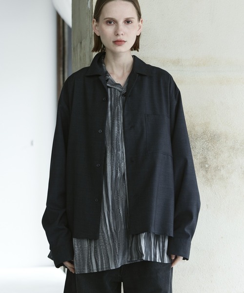 remer シャツ ルーズベーシッククロップドシャツ「shadow glen check