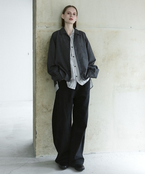 remer シャツ ルーズベーシッククロップドシャツ「shadow glen check 