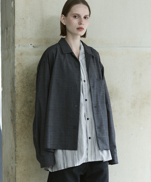 remer シャツ ルーズベーシッククロップドシャツ「shadow glen check