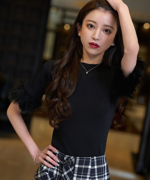 「emiriawiz」 半袖ニット FREE グレー レディース_画像4