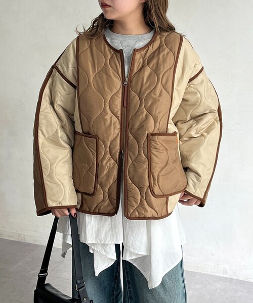 キルティング　ジャケット　リバーシブル　cpcm CPCM（シーピーシーエム） ブルゾン アウター 切替キルティング