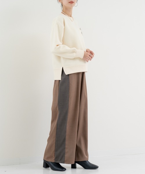 ワイドパンツ パンツ 「refinedworks」ライン で魅せる 2トーン 