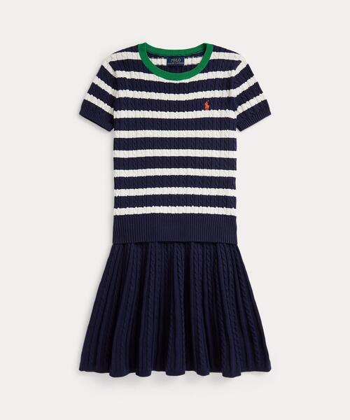 ストライプド コットン セーター ＆ スカート セット キッズ 子供服 女の子