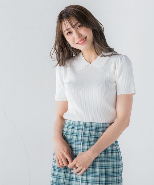 「QUEENS COURT」 半袖ニット M ブラック レディース_画像3