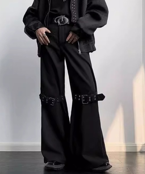 スラックス OBSIDIAN LEG HARNESSベルト付きフレアスラックス メンズ