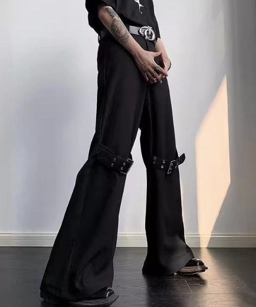 スラックス OBSIDIAN LEG HARNESSベルト付きフレアスラックス メンズ