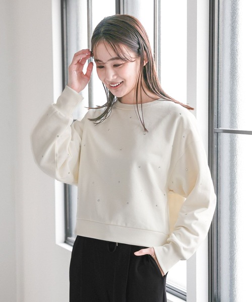 「GLOBAL WORK」 スウェットカットソー MEDIUM アイボリー レディース_画像5