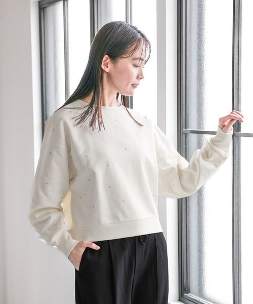 「GLOBAL WORK」 スウェットカットソー MEDIUM アイボリー レディース_画像6